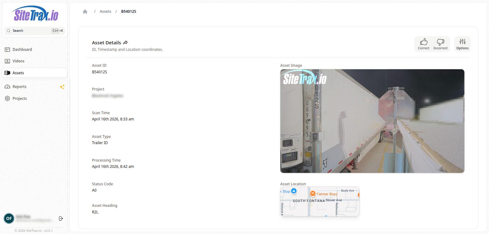 SiteTrax.io Asset Status and Heading