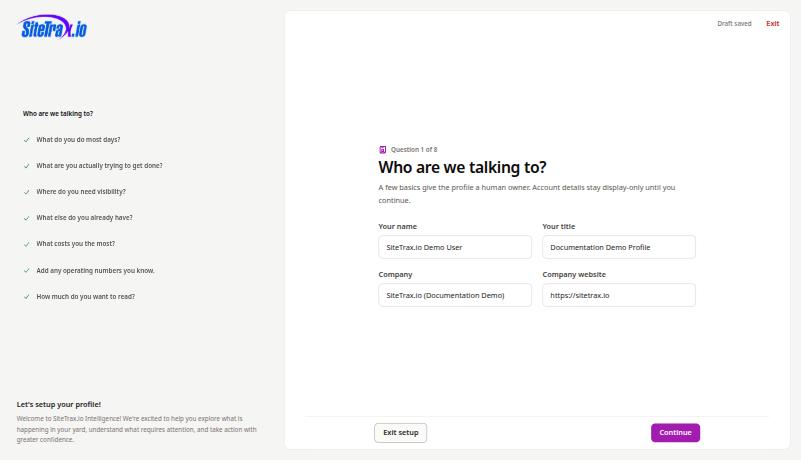 Question one of the Intelligence profile interview